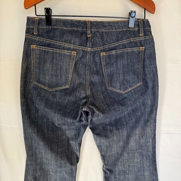 Vintage Y2K Gap Long and Lean 100% Cotton Dark Denim Snap Fly Bootcut Jeans - Picture 6 of 12